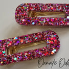 Pink, Red and Silver Sparkle Hairclips 