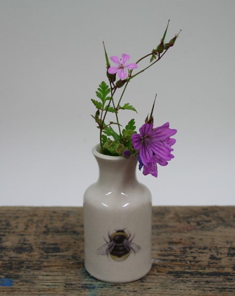 Stoneware bee bud vase