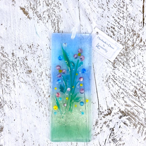Pretty Glass Light Catcher - Delicate Pastel Flowers Design 