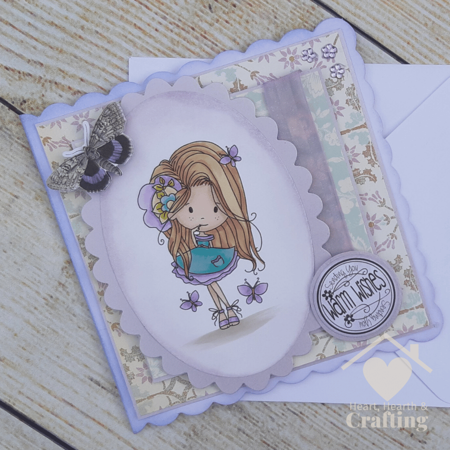 Pretty Little Girl Vintage Handmade Greeting Card