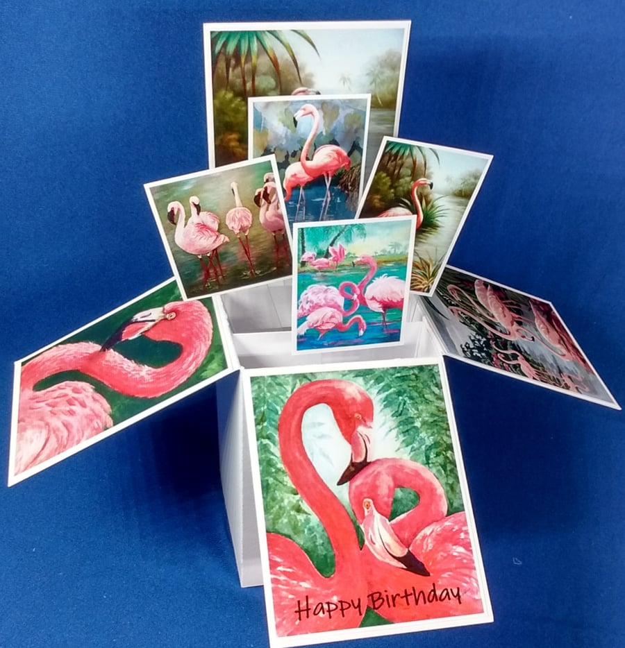 Birthday Card with Flamingos