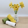 macrame flower daffodils and vase