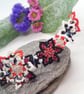 Beaded Floral Tiara With Red Black & White Beads, Prom Accessory - Image 1