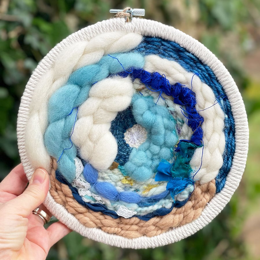 Ocean Waves Hand Woven Circular Wall Hanging