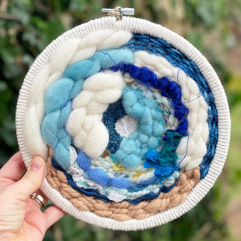 Ocean Waves Hand Woven Circular Wall Hanging