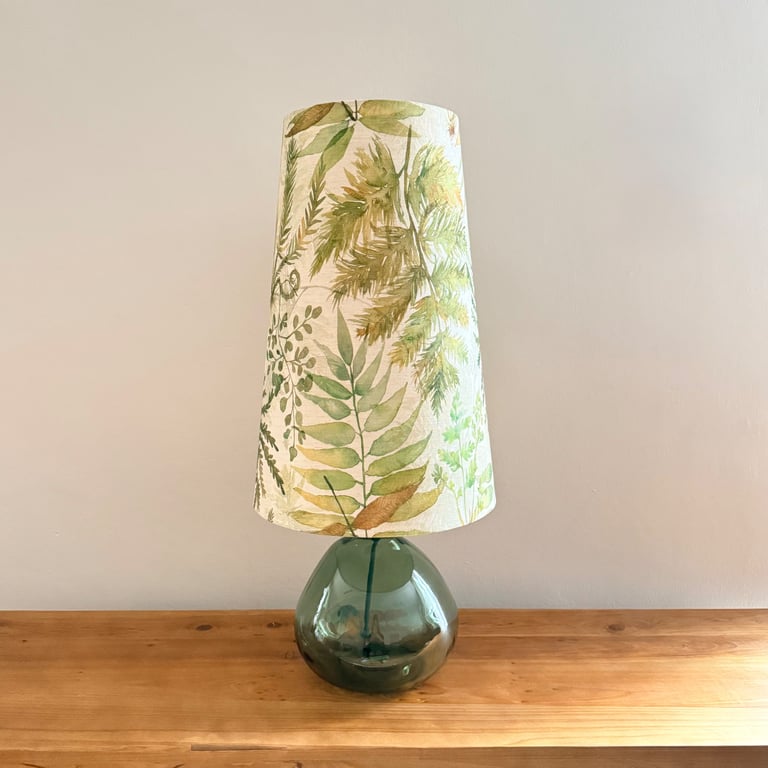 Elowen Botanical Tall Cone Recycled Glass Table Lamp, Unusual Lighting