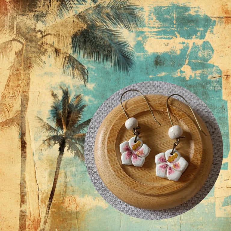 Hibiscus dangle earrings 