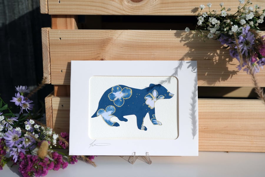 Badger Cyanotype Print