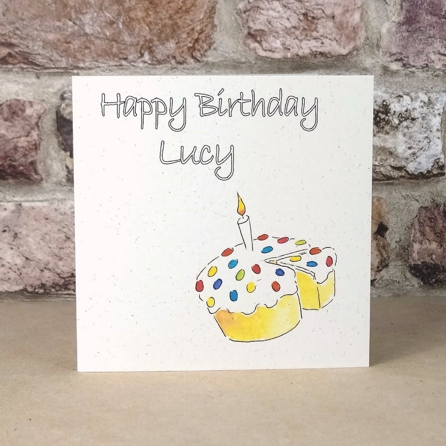 Birthday Card Personalised Candle Cake - Eco Friendly