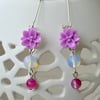 Sale! 20% Off! Purple Flower and Bead Earrings