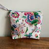 Vintage linen and denim pouch