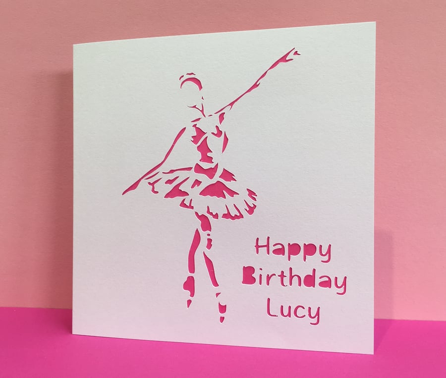 Ballet Birthday Card- Beautiful Paper Cut Ballerina