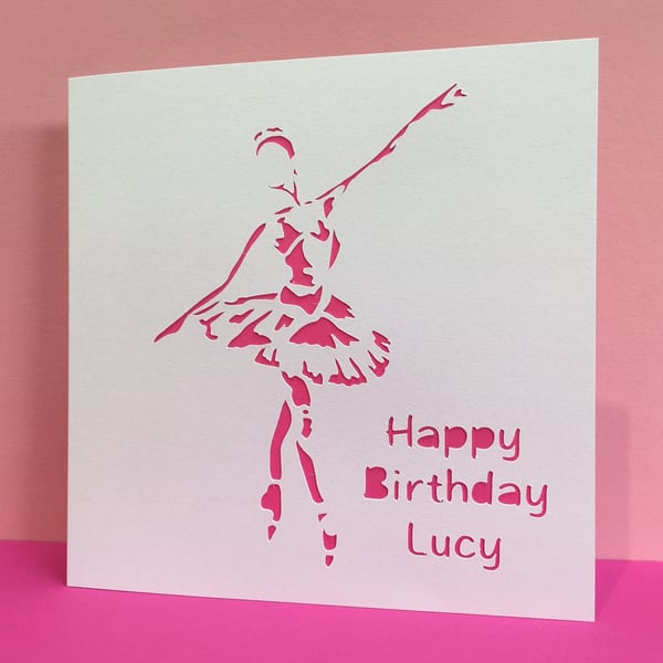 Ballet Birthday Card- Beautiful Paper Cut Ballerina