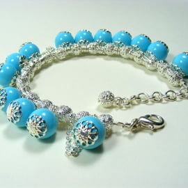 Turquoise and Silver Charm Bracelet