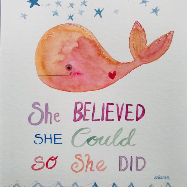 Original Painting quote  whale Jo Roper