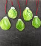 Fused Glass Sprout Christmas Three Decoration - green and white - Image 4