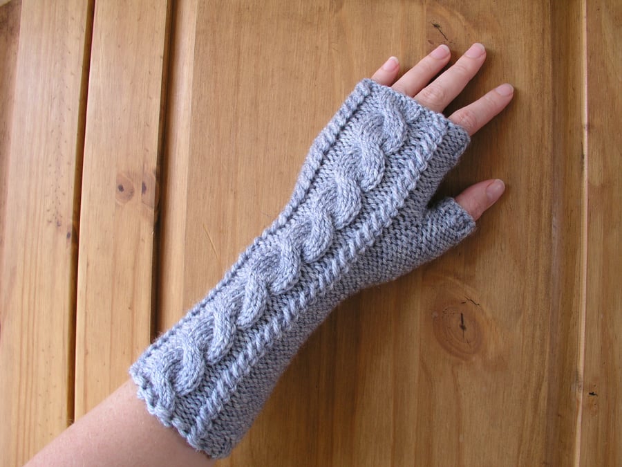 Aran Fingerless Gloves Wrist Warmers