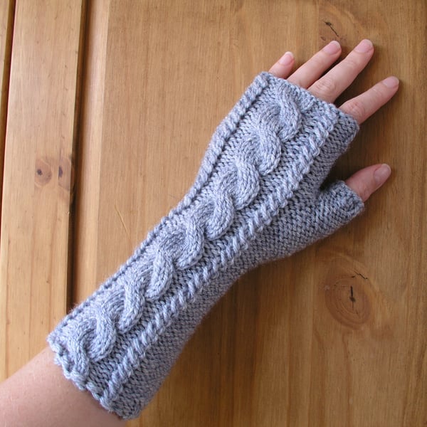Aran Fingerless Gloves Wrist Warmers