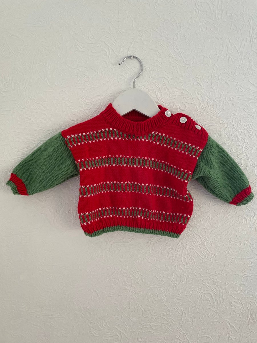 Red, green and white jumper