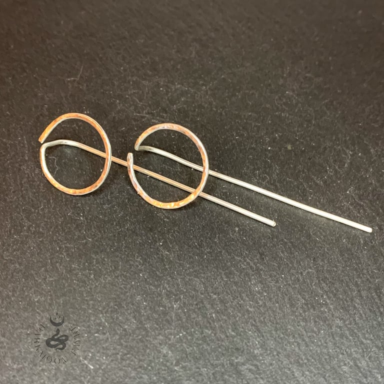 Open Circle Earrings Hammer Textured Hand Forged 925 Sterling Silver 