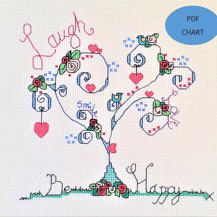 Tree Cross stitch Love sampler digital Download PDF Chart