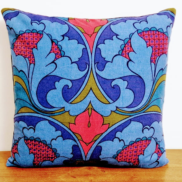 Handmade Grace Sullivan "Ramona" floral Moygashel cushion1960s 1970s fabric