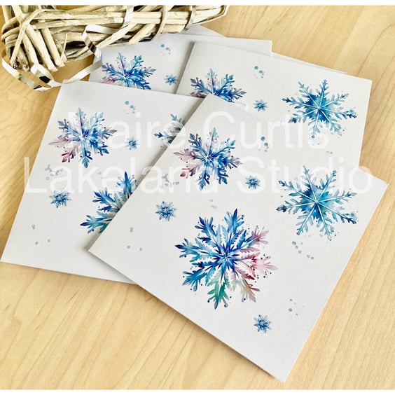 Snowflake Christmas Cards Watercolour Print
