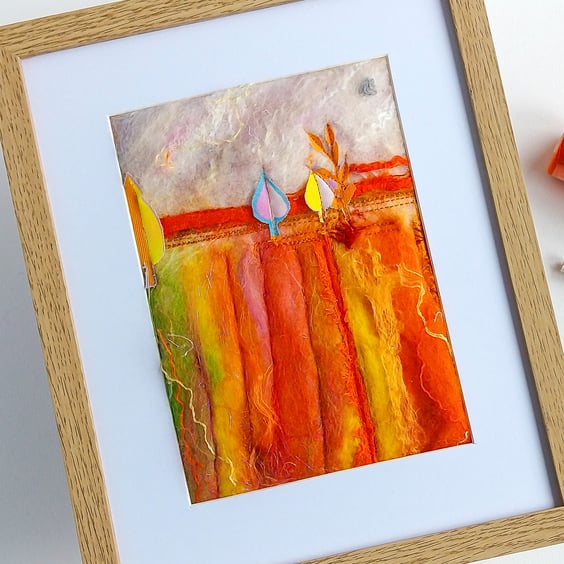 Orange Fields an original Felt and Fibre Art Landscape