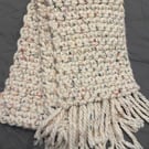 Handmade Cream and multi coloured flecks scarf