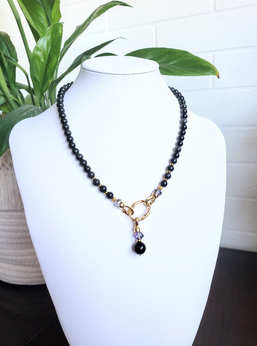 Black Obsidian Necklace Gemstone Necklace Handmade Jewellery