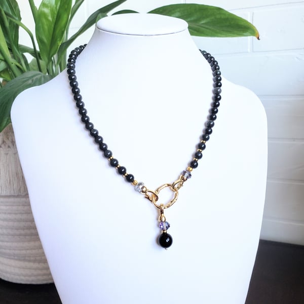 Black Obsidian Necklace Gemstone Necklace Handmade Jewellery