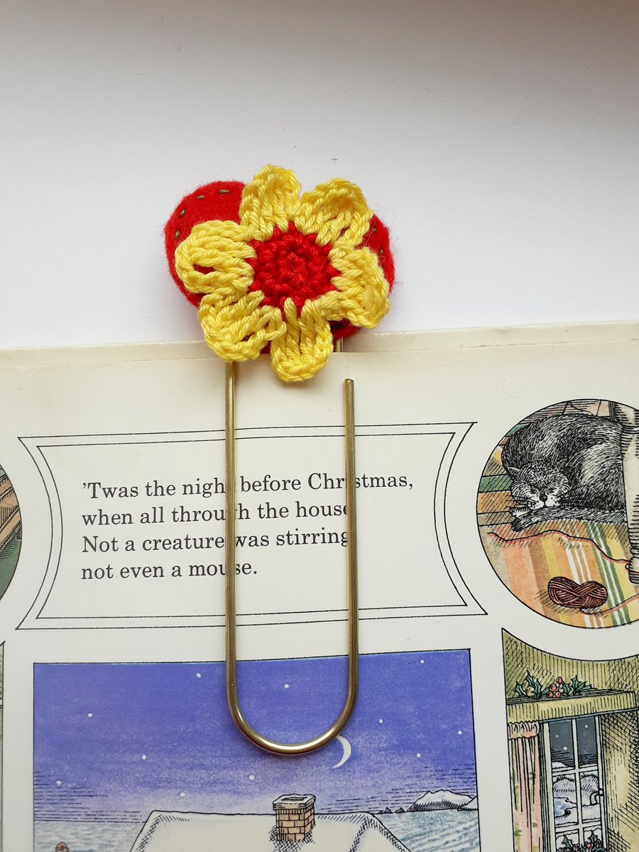 Sunflower bookmark, flower bookmark, large paperclip bookmark
