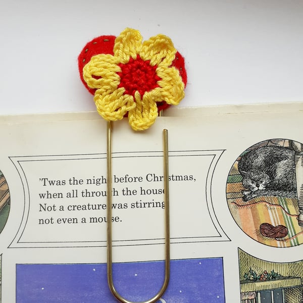 sunflower bookmark, flower bookmark, large paperclip bookmark