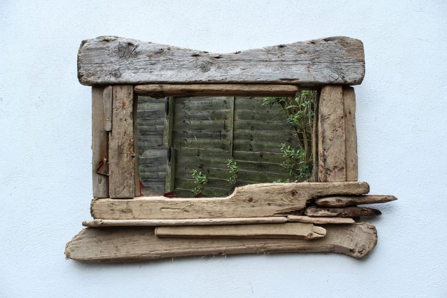 Rustic Bleached Driftwood Mirror Rustic Bleached Driftwood Mirror