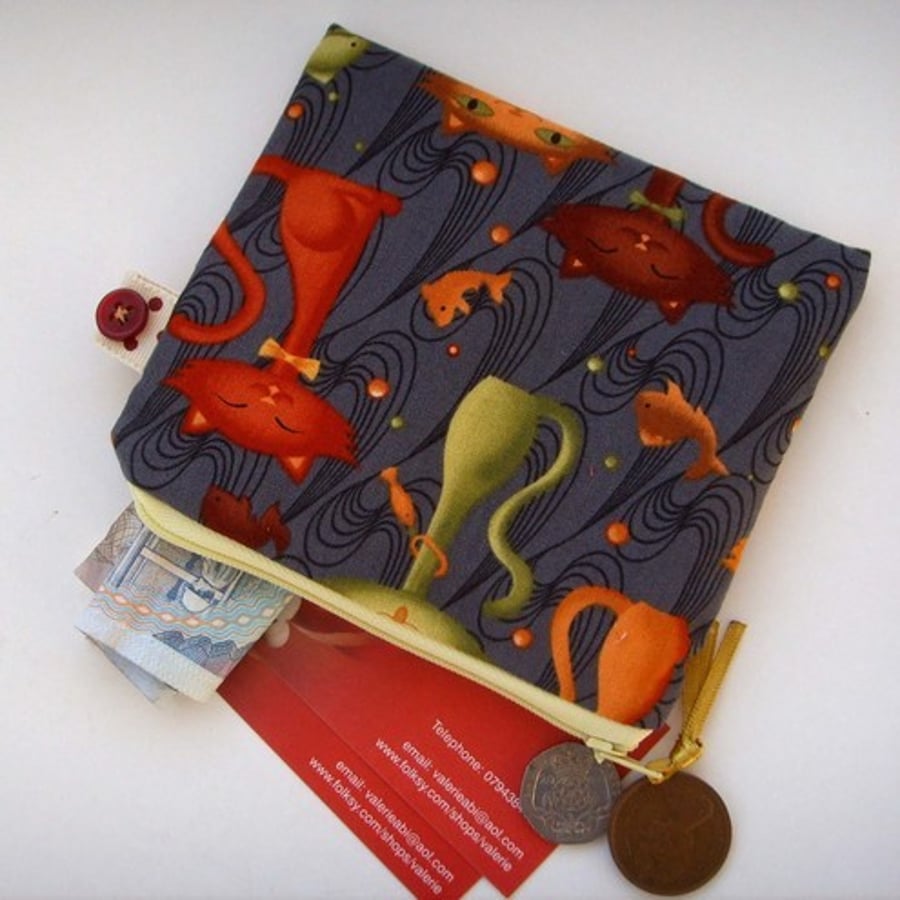 Colourful Cats Credit Card/ Coin Purse