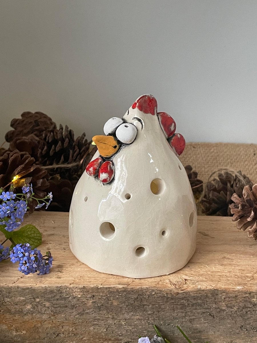 Handmade ceramic chicken nightlight, decorative chicken 