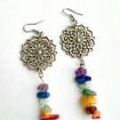 Boho Rainbow Crystal Chip Chakra Earrings