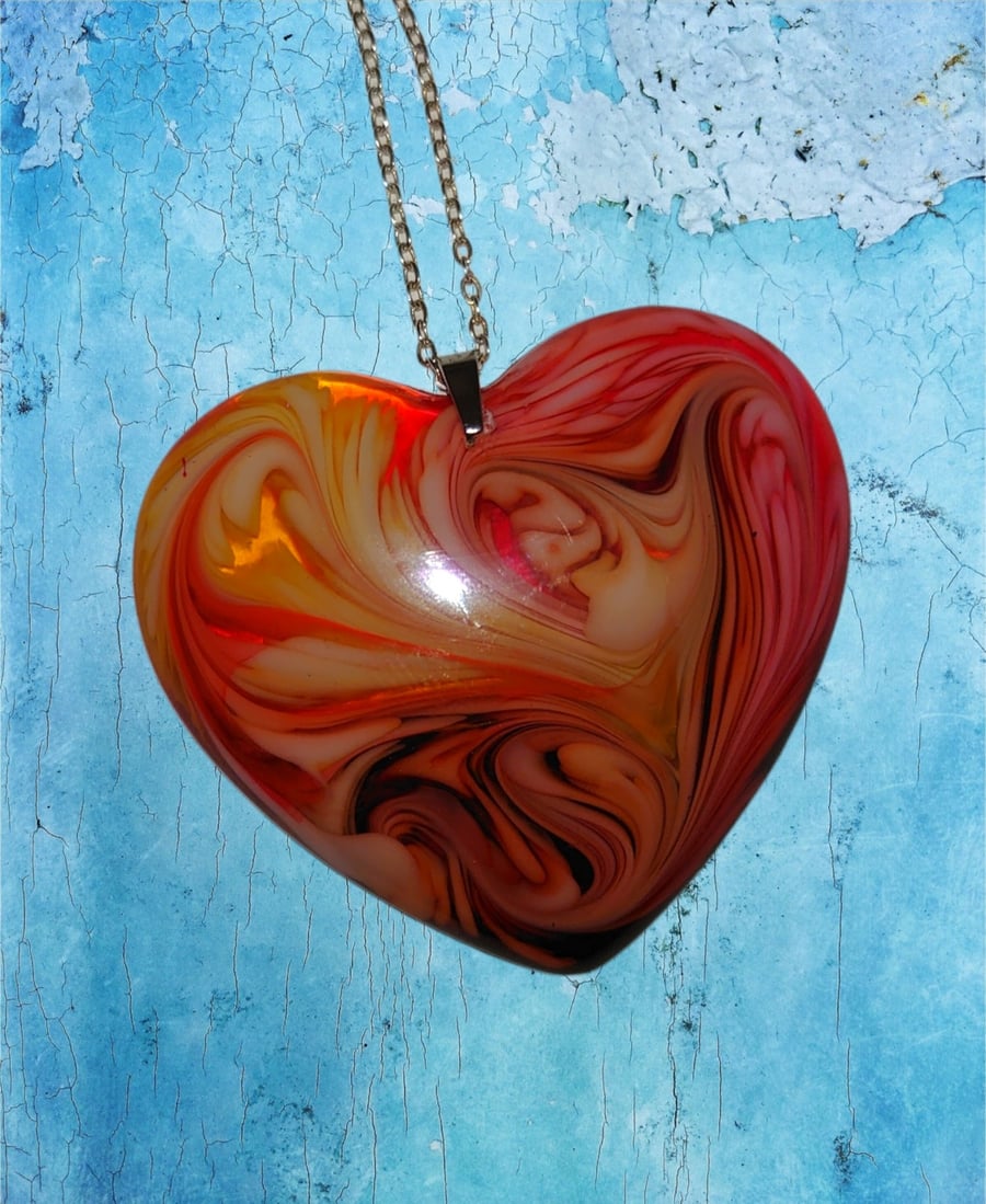 Red and orange love heart pendant