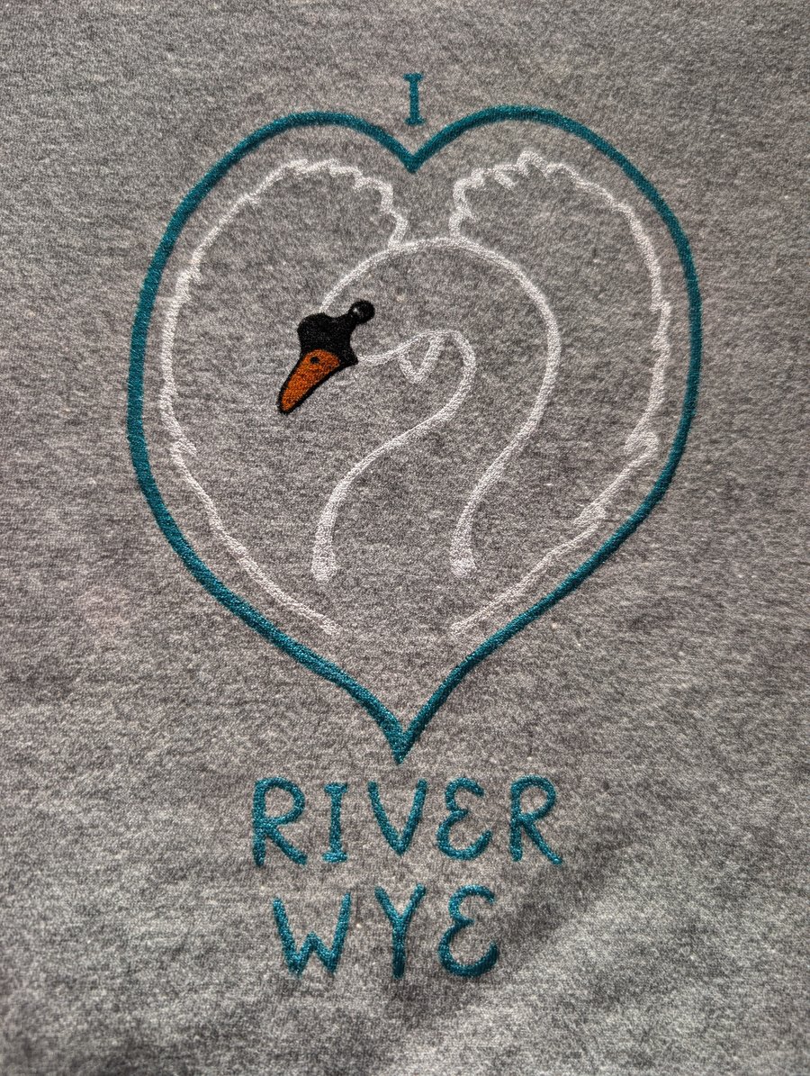 Unique hand-painted & upcycled River Wye swan t-shirt 
