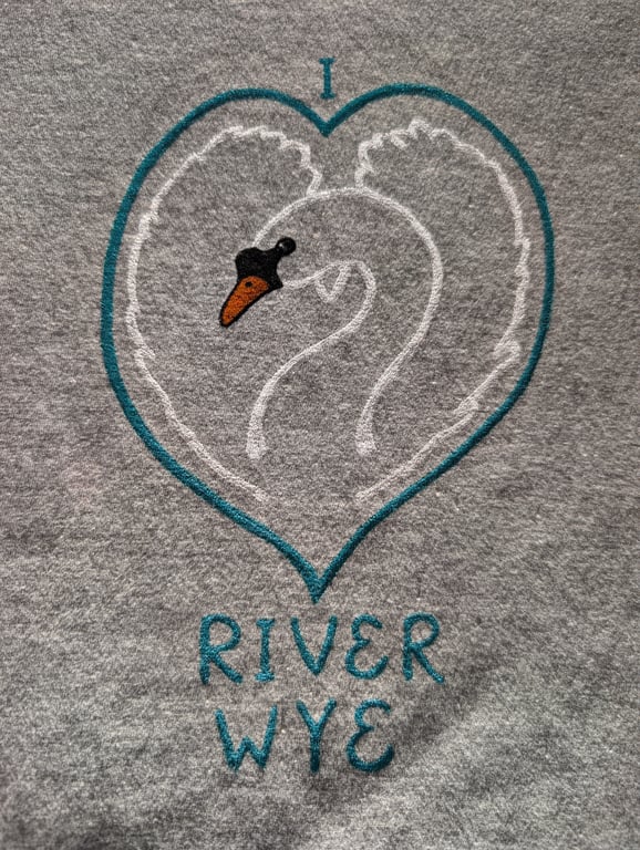 Unique hand-painted & upcycled River Wye swan t-shirt 