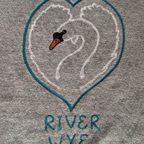 Unique hand-painted & upcycled River Wye swan t-shirt 