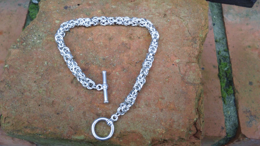 Byzantine chain maille silver bracelet
