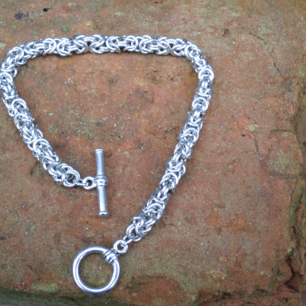 Byzantine chain maille silver bracelet