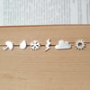 sterling silver weather forecast ear studs (set of 6 ear studs), handmade in Eng