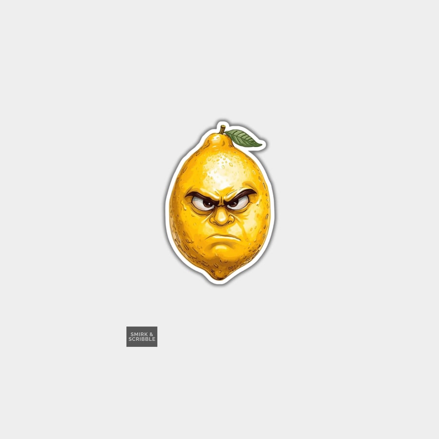 Image of Funny Vinyl Sticker For Adults - Cute Grumpy Lemon