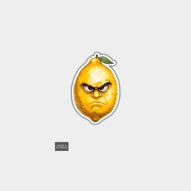 Funny Vinyl Sticker For Adults - Cute Grumpy Lemon