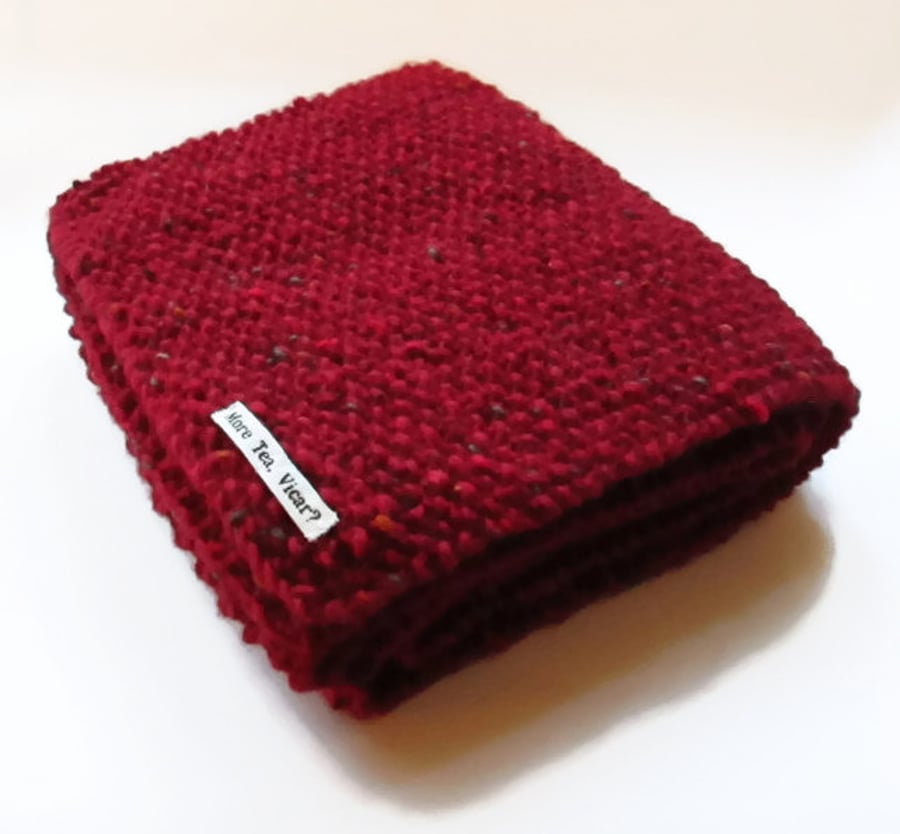 Scarf in Red Aran Tweed Wool