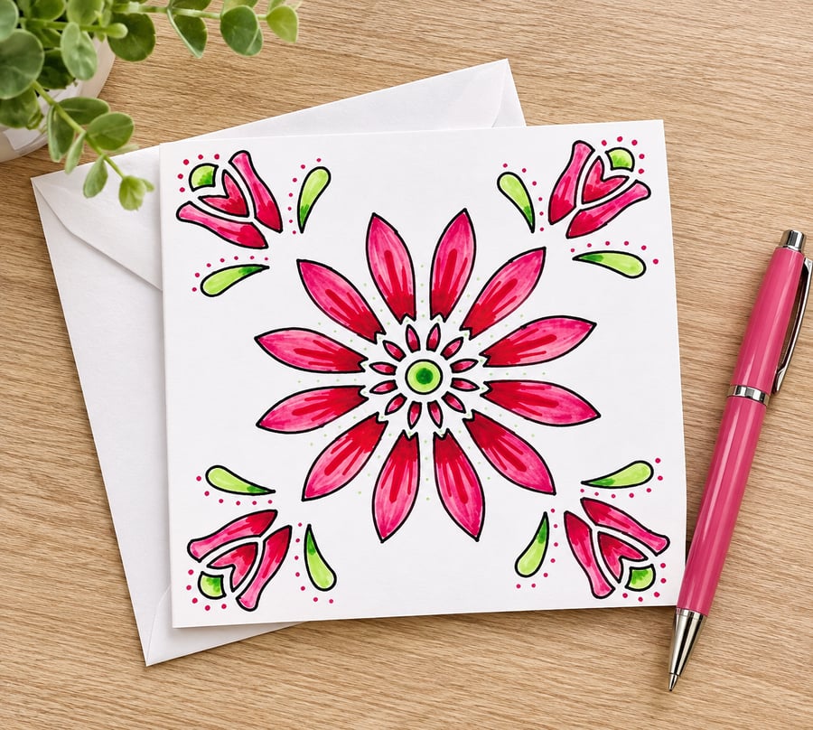 Hand drawn Flower card 