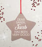 Personalised Bauble Star Dear Santa Christmas Wooden Tree Decoration - Image 3
