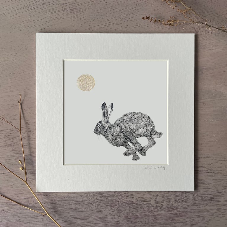 'Moon Chaser' 8" x 8" Mounted Print